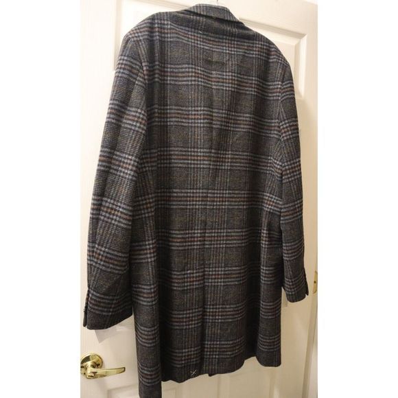 Tommy Hilfiger Men's Sz 46 Long Multi Addison Wool Blend Trim Fit Overcoat $395 - Picture 5 of 13